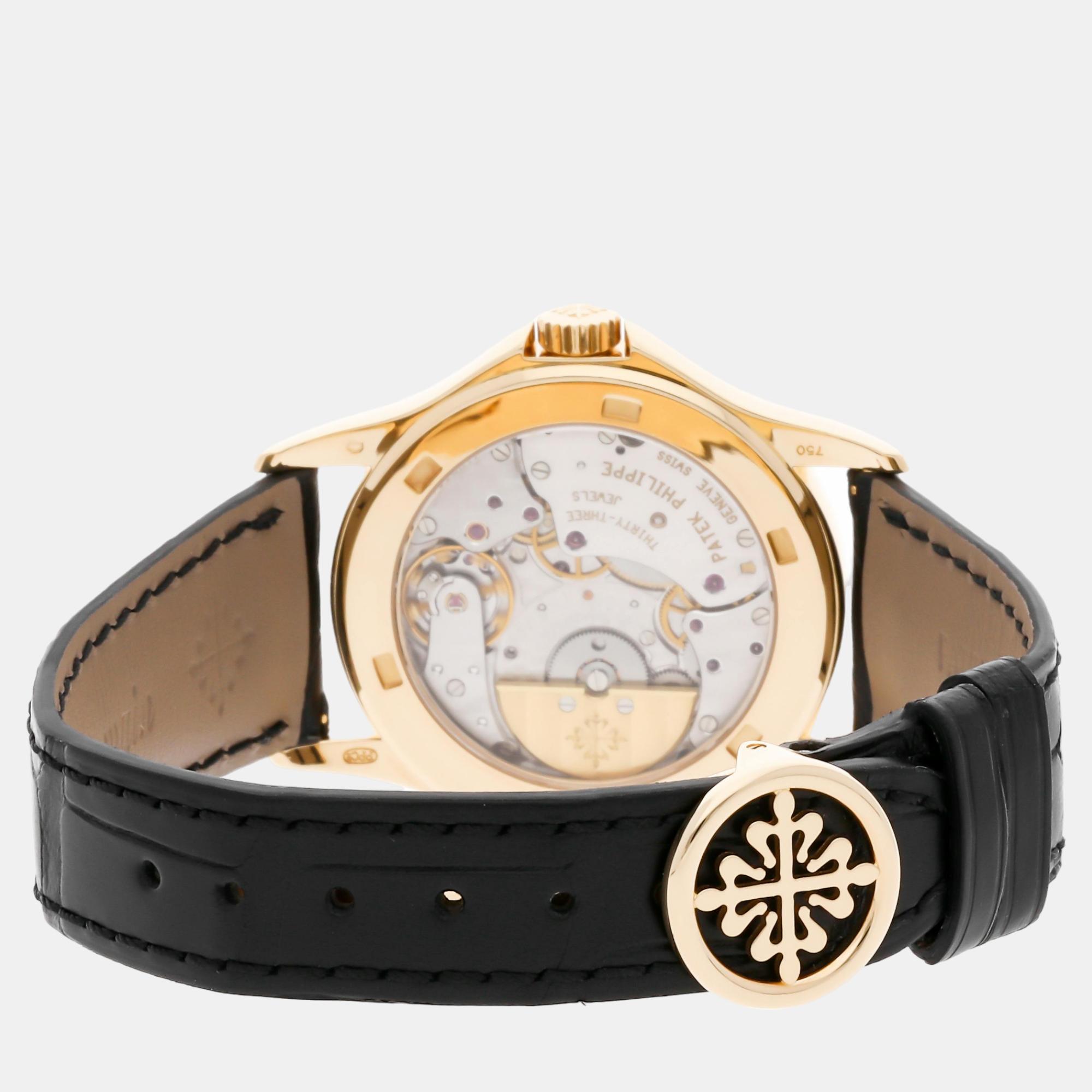 Patek Philippe Silver 18k Yellow Gold Complications 5110J-001 Automatic Men`s Wristwatch 37 mm 