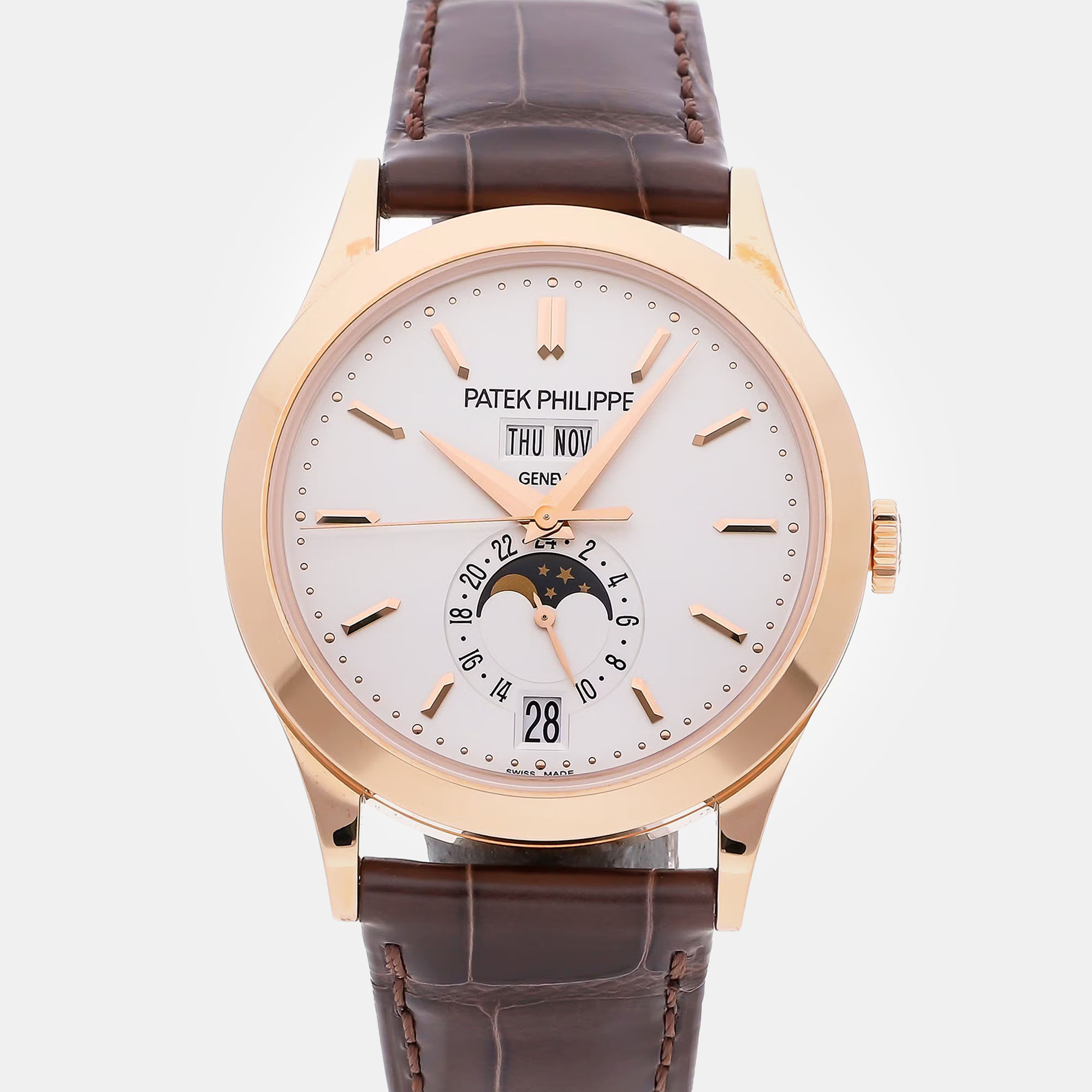 

Patek Philippe Silver 18k Rose Gold Complications 5396R-011 Automatic Men's Wristwatch 38 mm