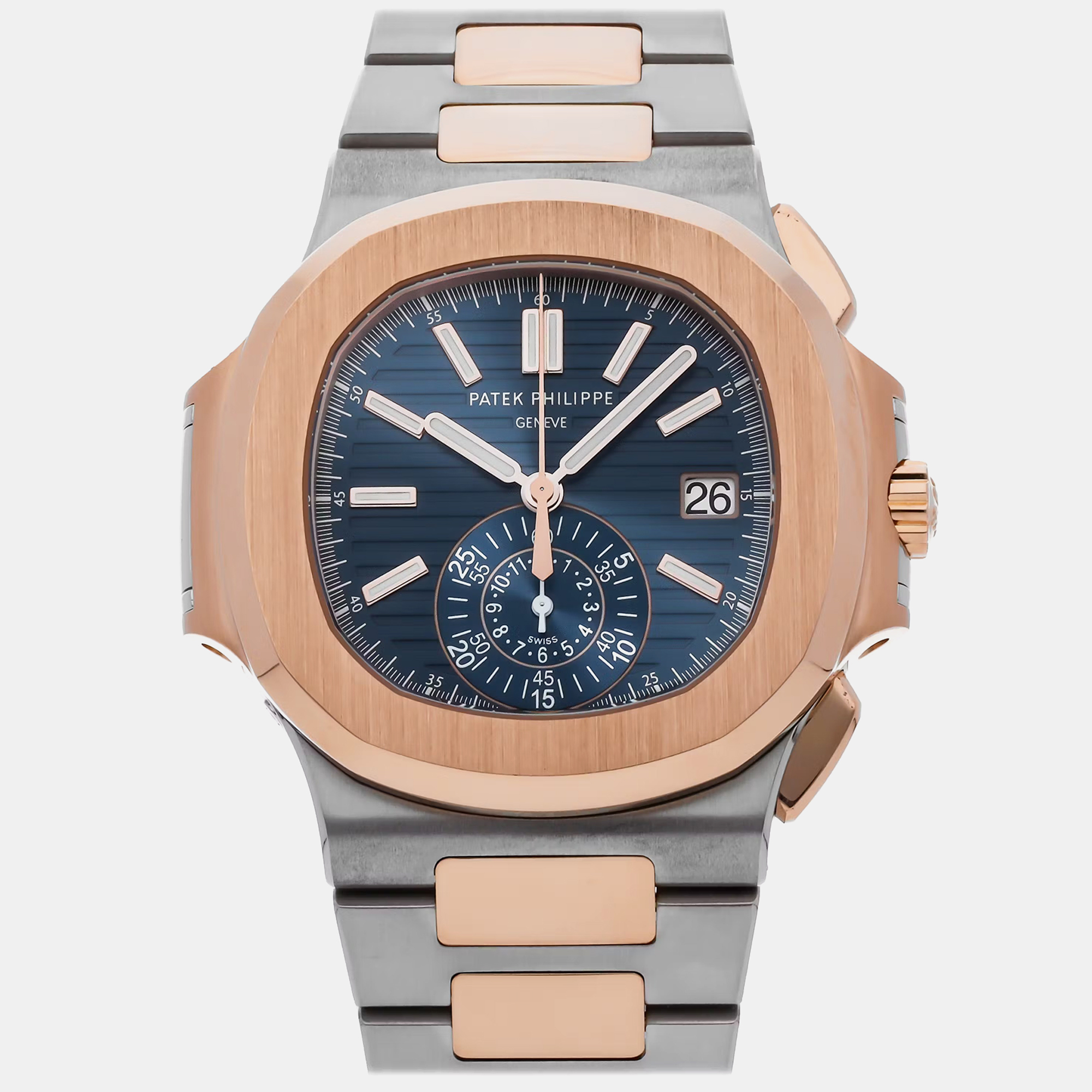 

Patek Philippe Blue 18k Rose Gold Stainless Steel Nautilus 5980/1AR-001 Automatic Men's Wristwatch 40 mm