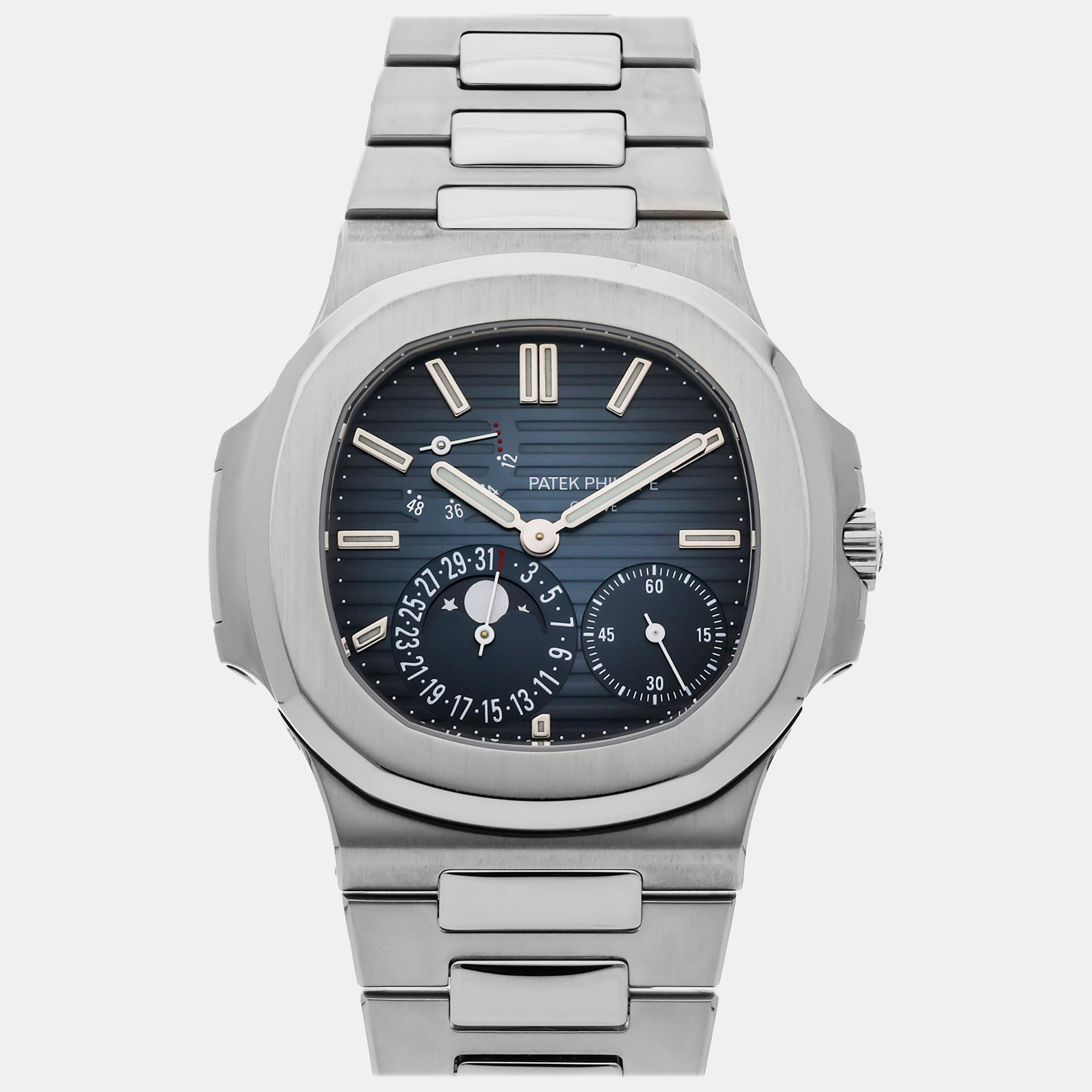 

Patek Philippe Blue Stainless Steel Nautilus Automatic Men's Wristwatch 40 mm