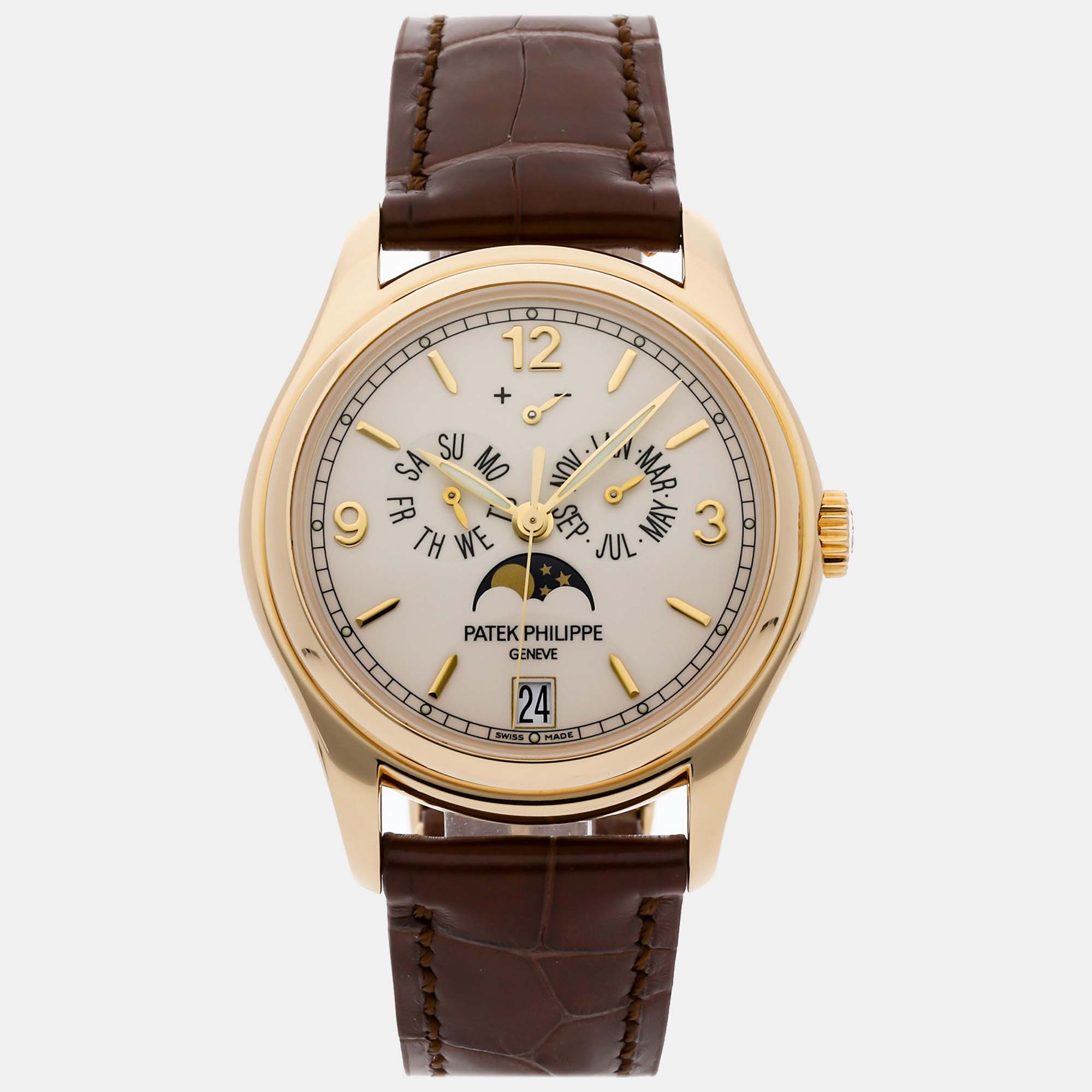 

Patek Philippe Ivory 18k Yellow Gold Complications Automatic Men's Wristwatch 39 mm, White