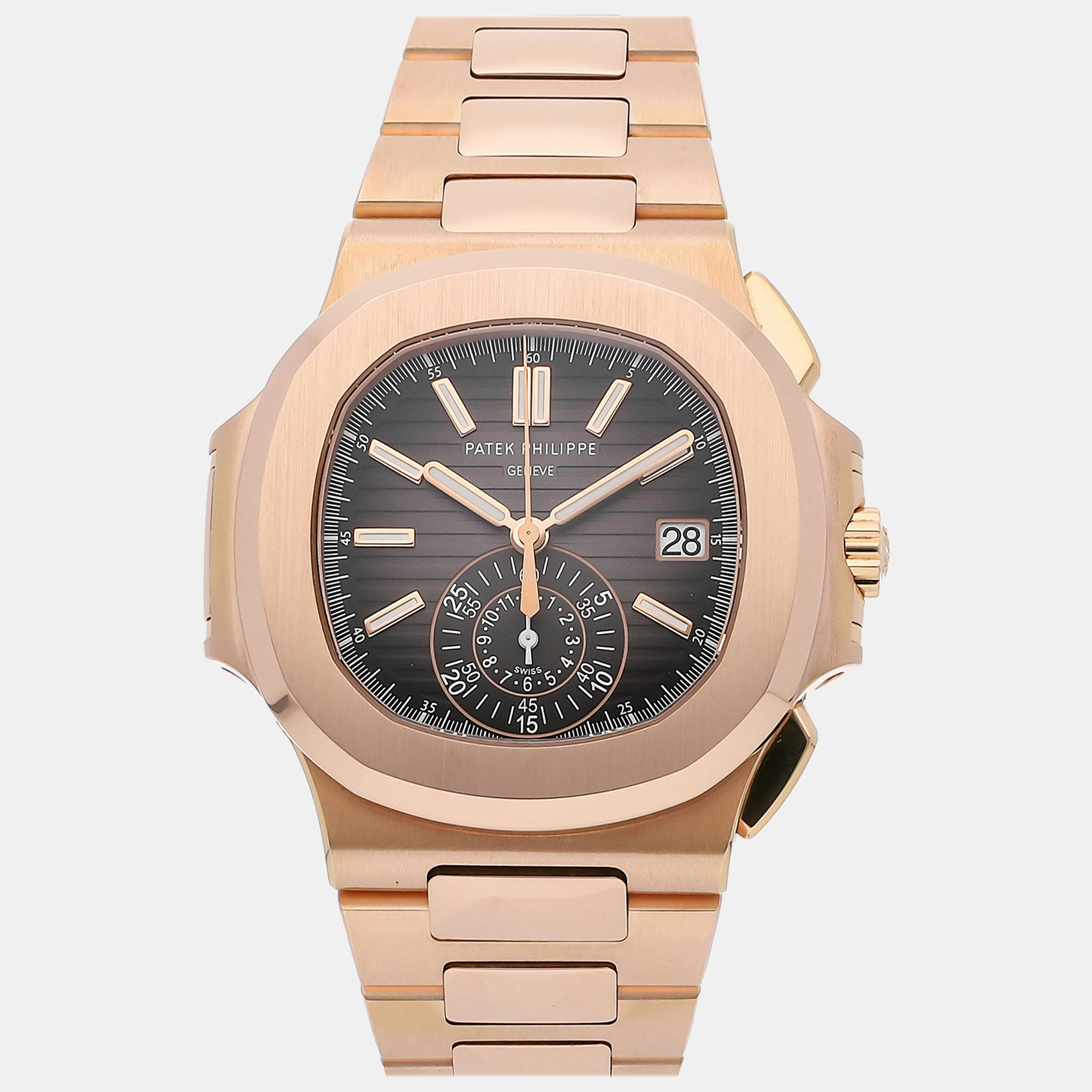 

Patek Philippe Black 18k Rose Gold Nautilus Automatic Men's Wristwatch 40 mm