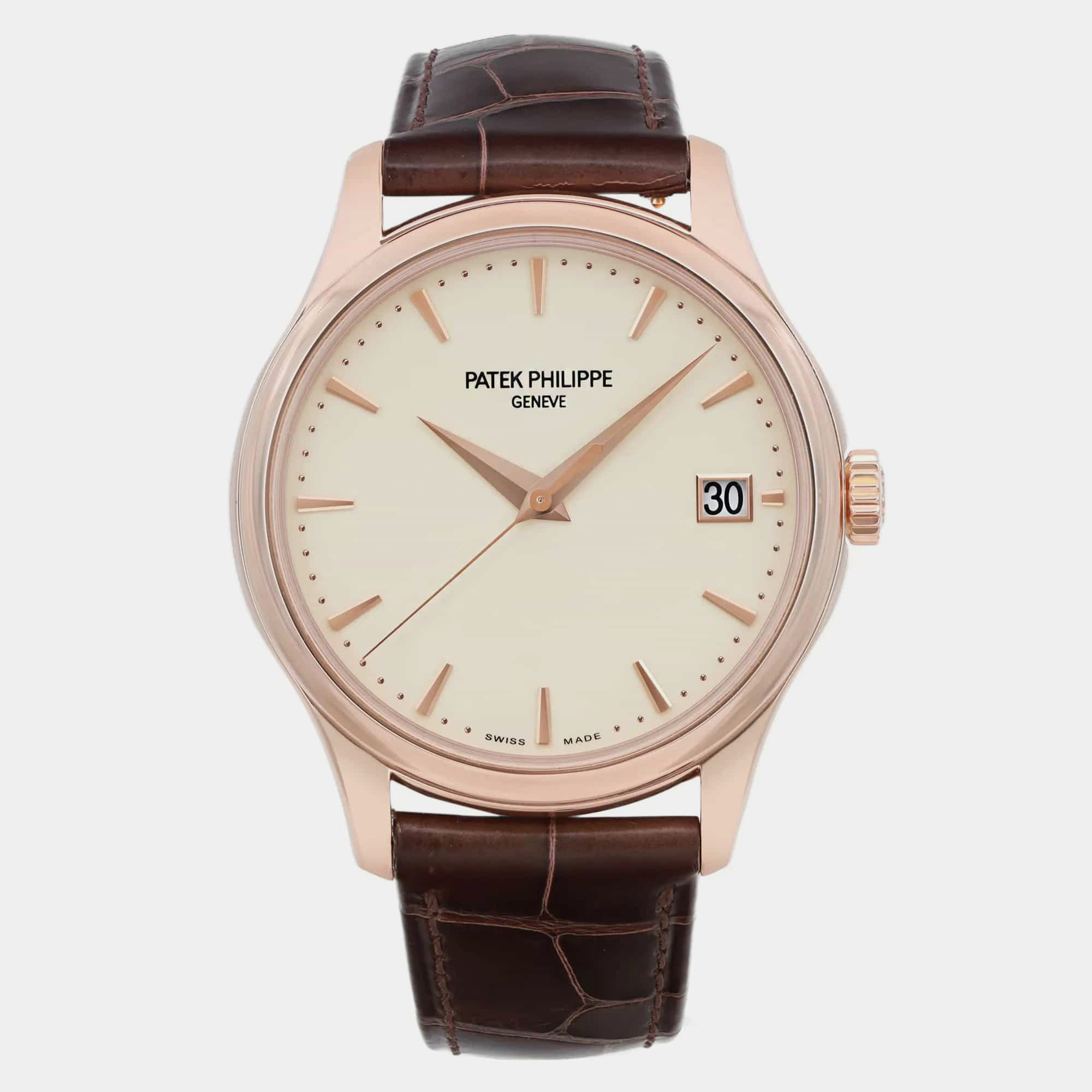 

Patek Philippe Ivory 18K Rose Gold Calatrava 5227R-001 Automatic Men's Wristwatch 39 mm, White