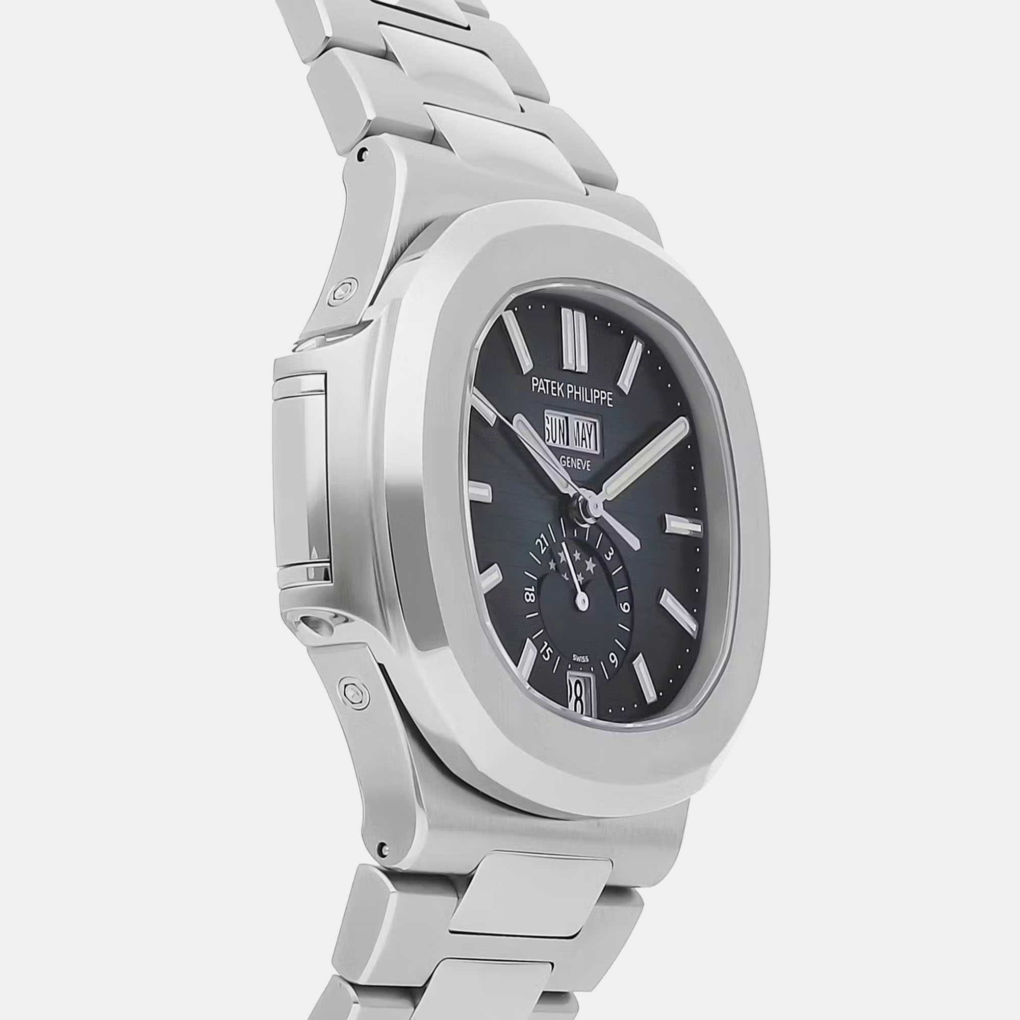 Pre-Owned Patek Philippe Nautilus Annual Calendar Moonphase Men`s Watch 40 mm 