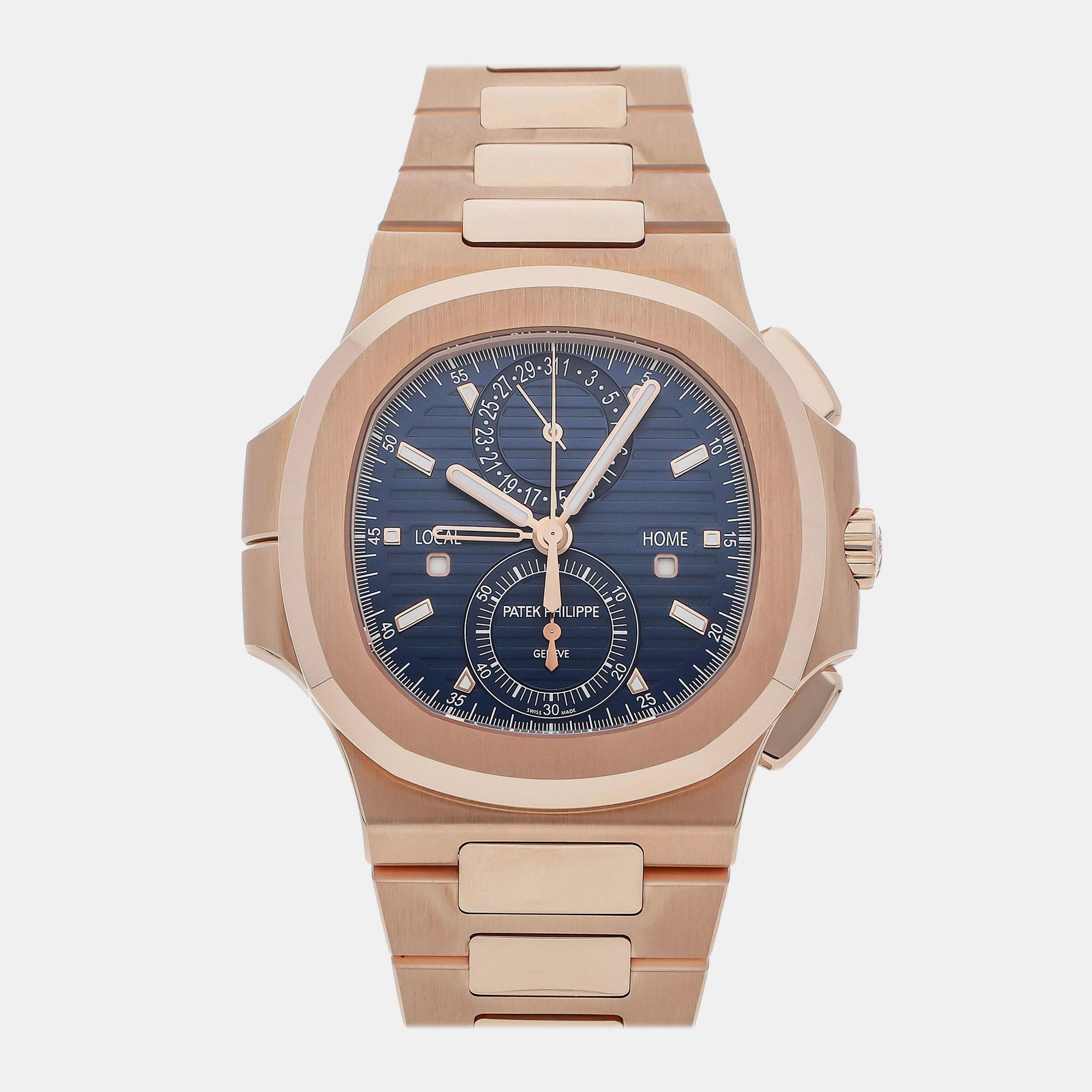 

Pre-Owned Patek Philippe Nautilus Travel Time Chronograph 5990/1R-001 40.5 mm, Blue