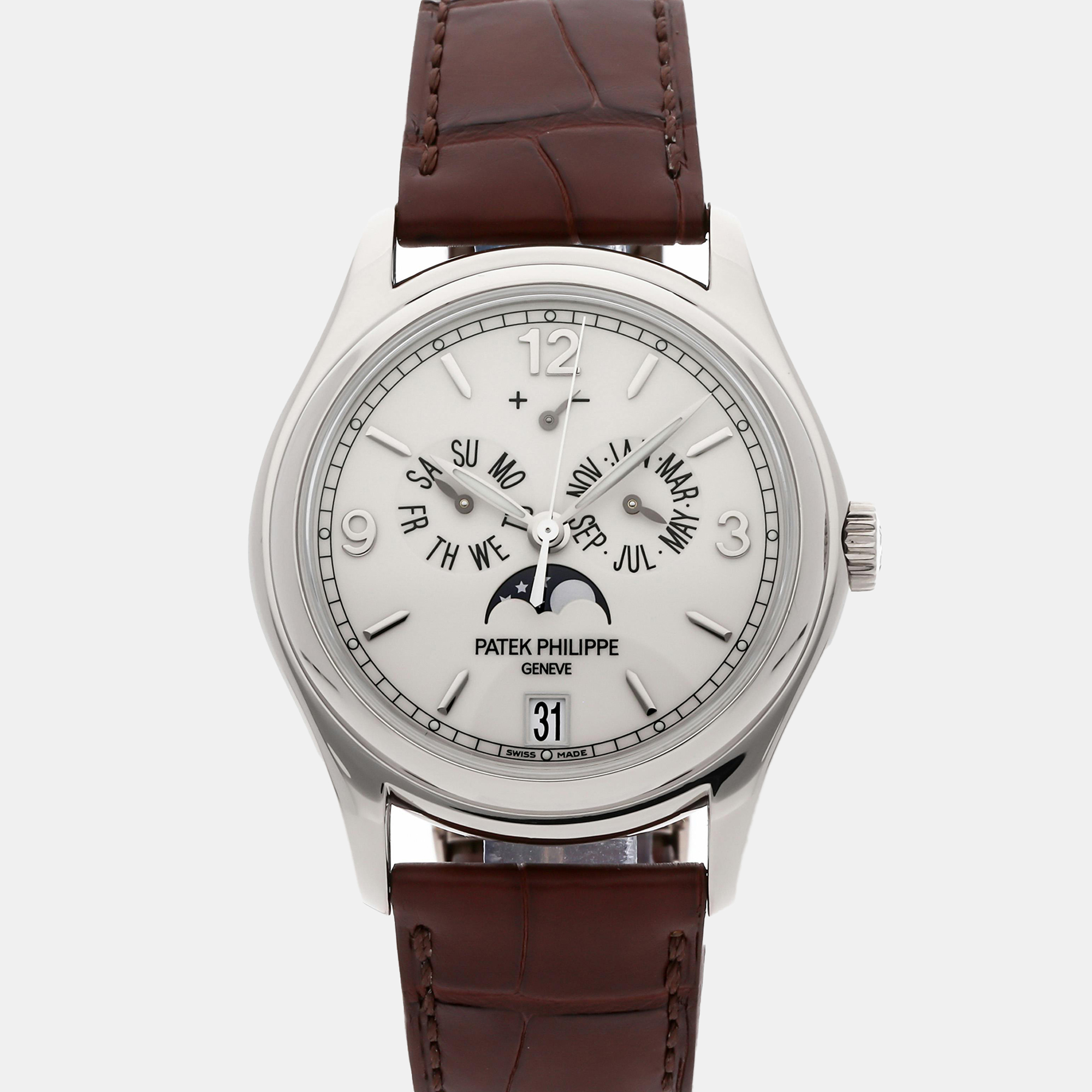 

Pre-Owned Patek Philippe Complications Annual Calendar Moon Phases Automatic Men's Watch 39 mm, White