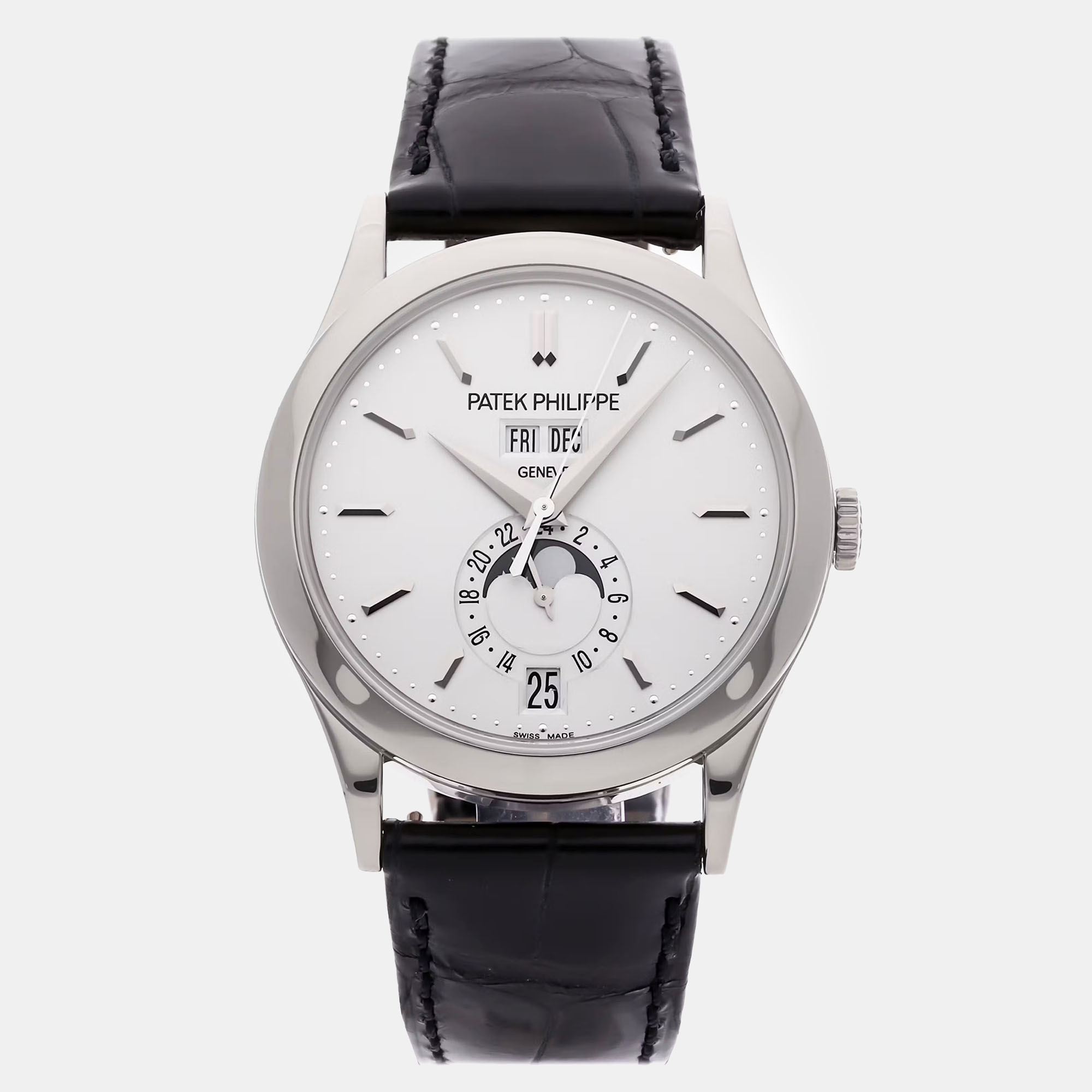 

Pre-Owned Patek Philippe Complications Annual Calendar Moon Phases 5396G-011, Silver