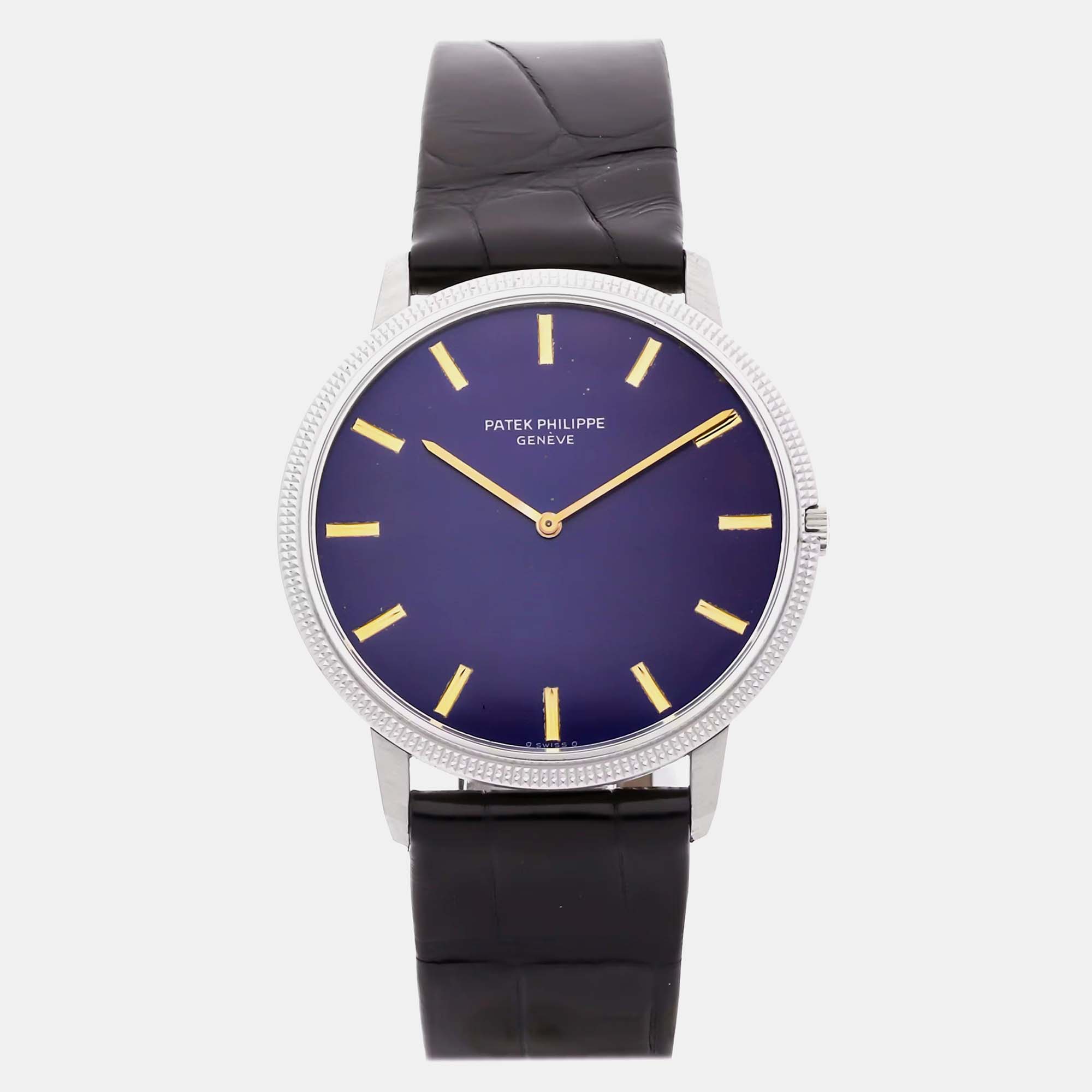 Pre-owned Patek Philippe Calatrava 3590 35 Mm In Blue