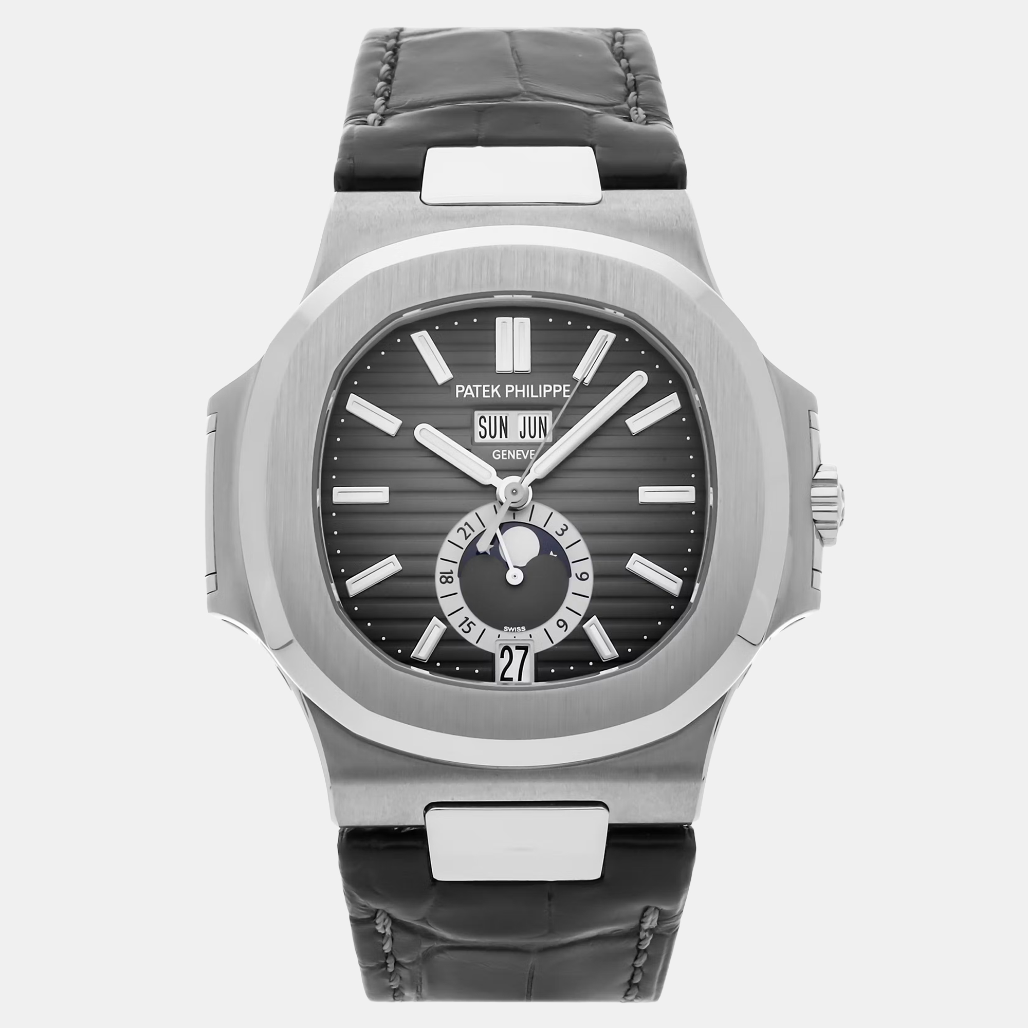 

Pre-Owned Patek Philippe Nautilus Annual Calendar Moon Phases 5726A-001 Automatic Men's Watch 40 mm, Black