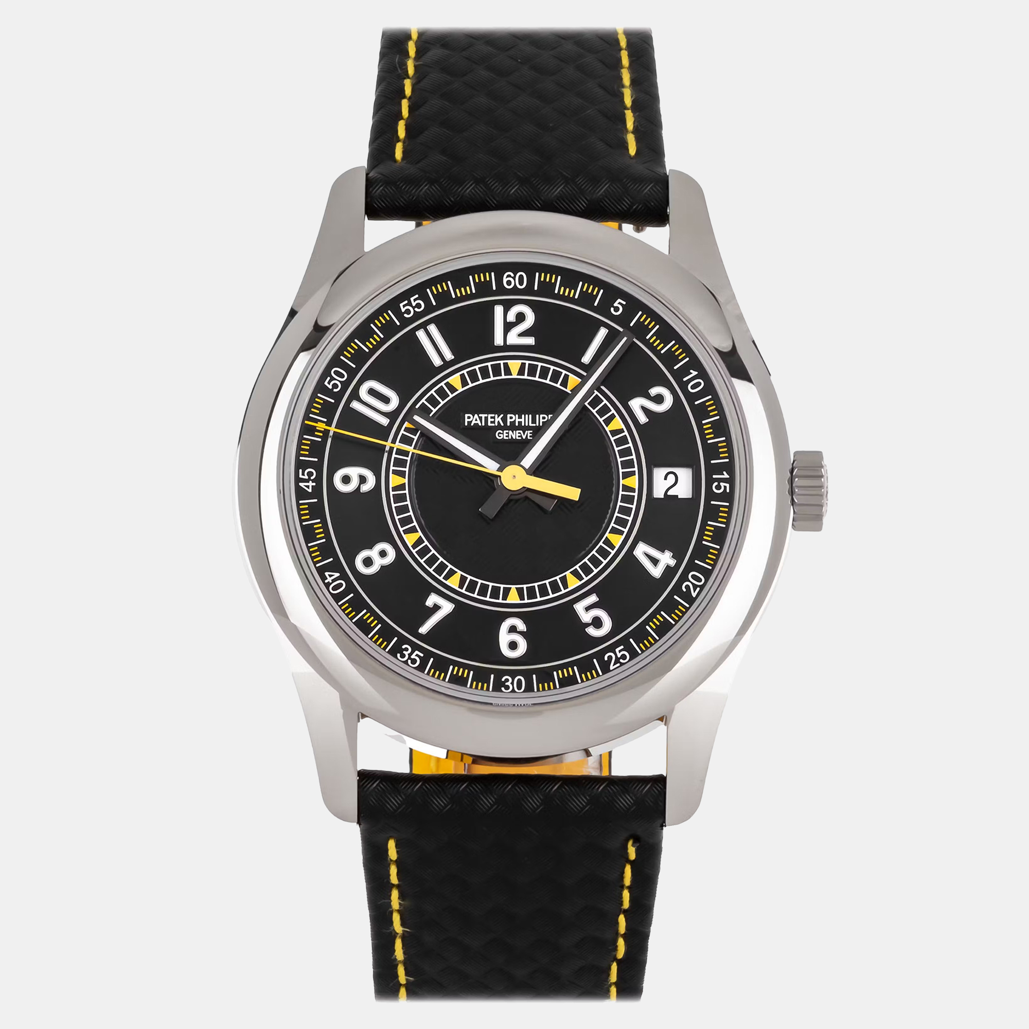 

Pre-Owned Patek Philippe Calatrava Date Sweep Seconds 6007G-001 Black Automatic 18k White Gold Men's Wristwatch 40 mm