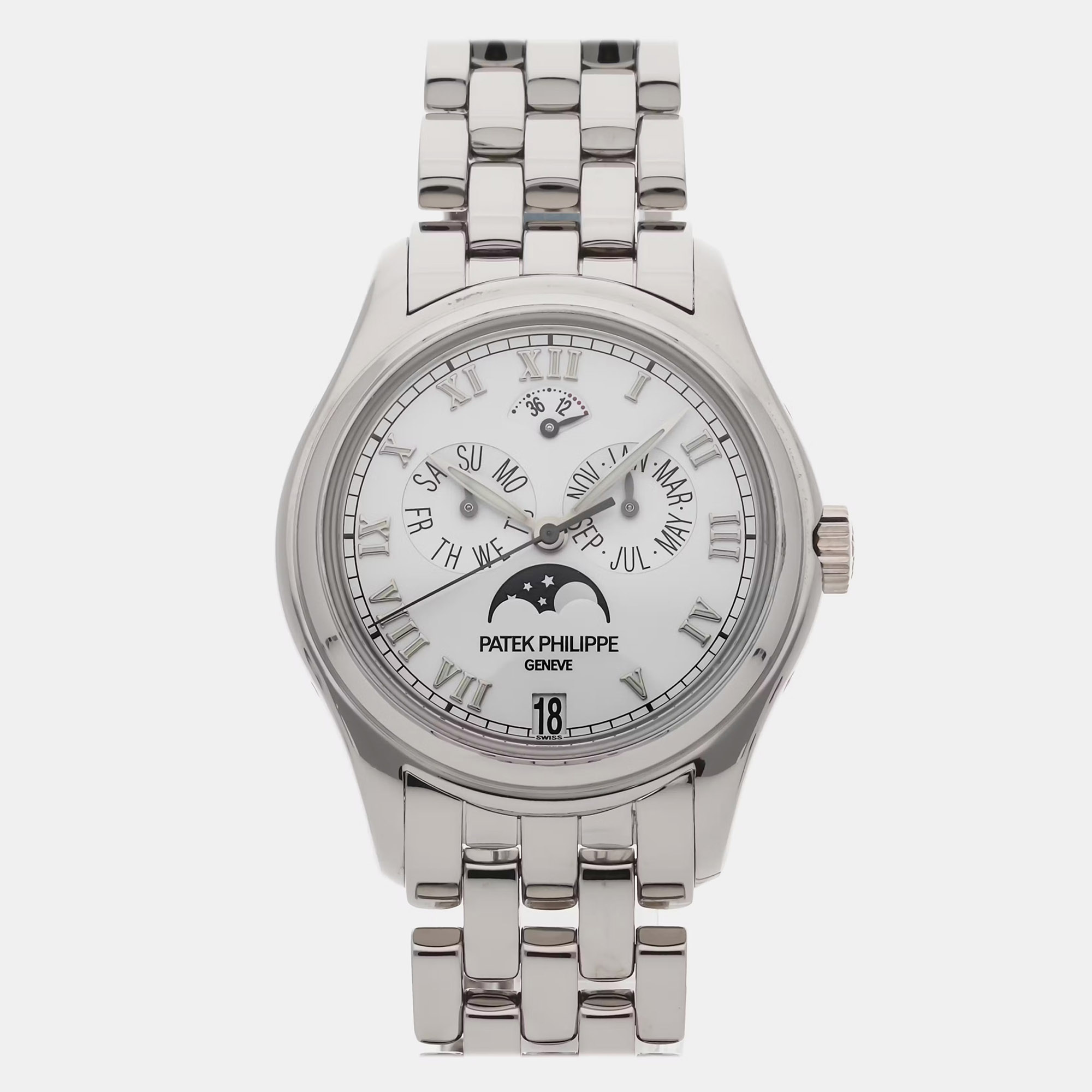 

Pre-Owned Patek Philippe Complications Annual Calendar 5036/1G-001 White Automatic 18k White Gold Men's Wristwatch 37 MM