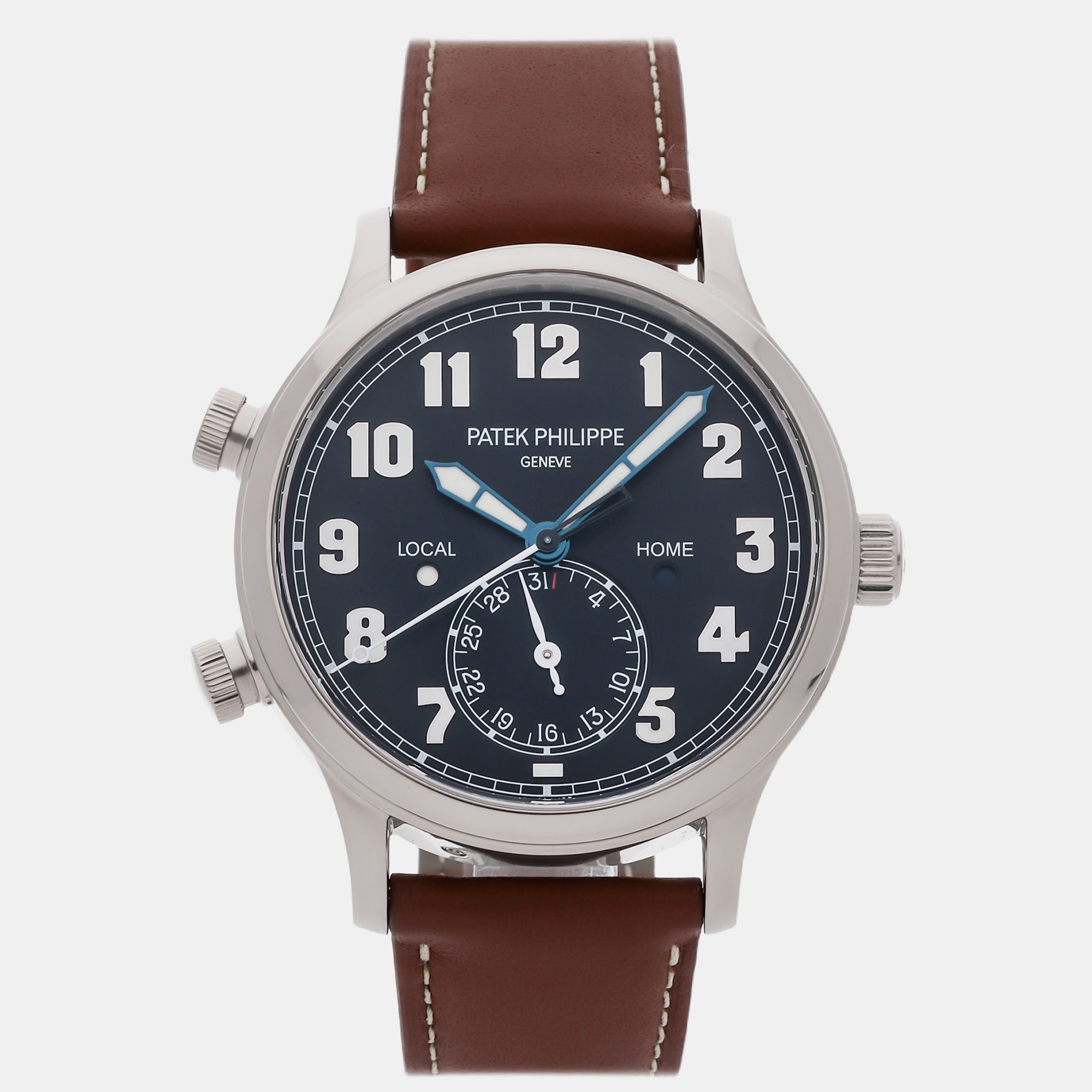 Patek Philippe Complications Calatrava Travel Time 5524G001 Blue 18K White Gold Automatic Mens Wristwatch 42mm