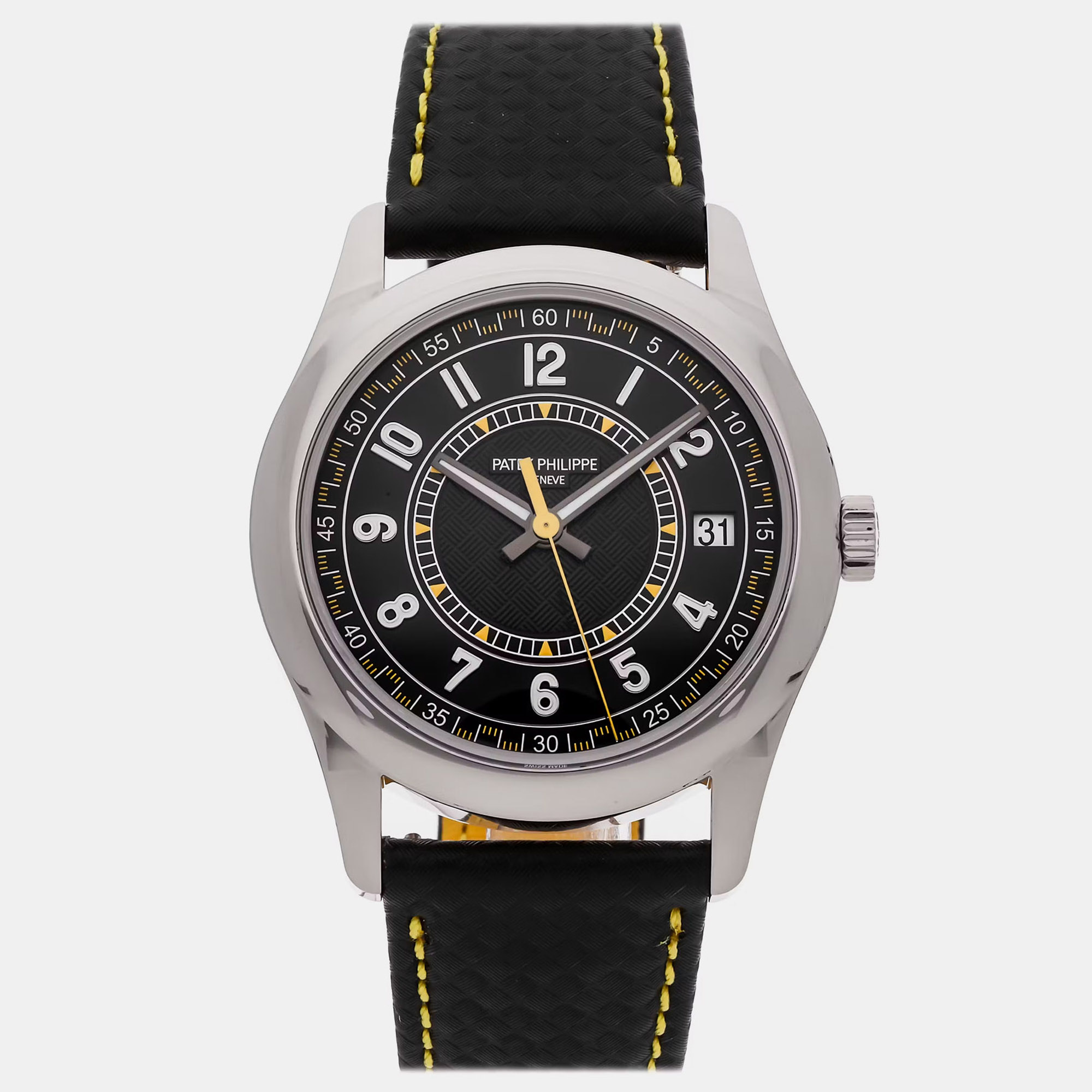 Patek Philippe Calatrava Date 6007G001 Black White Gold Automatic Mens Wristwatch 40mm
