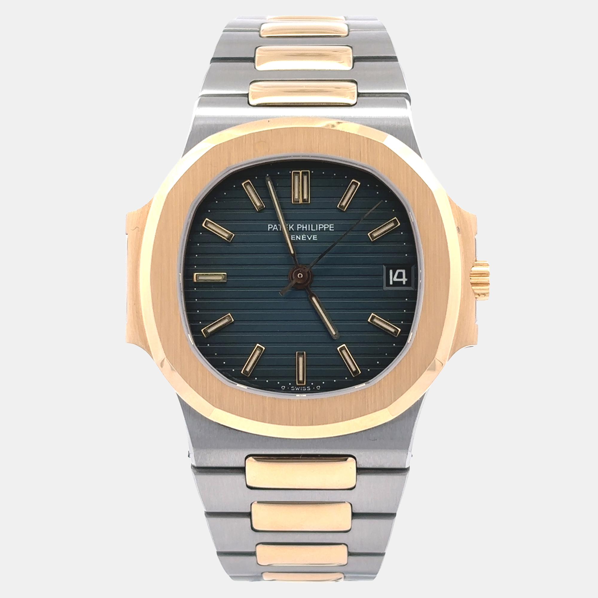 Patek Philippe Nautilus 3800 Blue Yellow Gold, Stainless Steel Automatic Men's Wristwatch 38mm