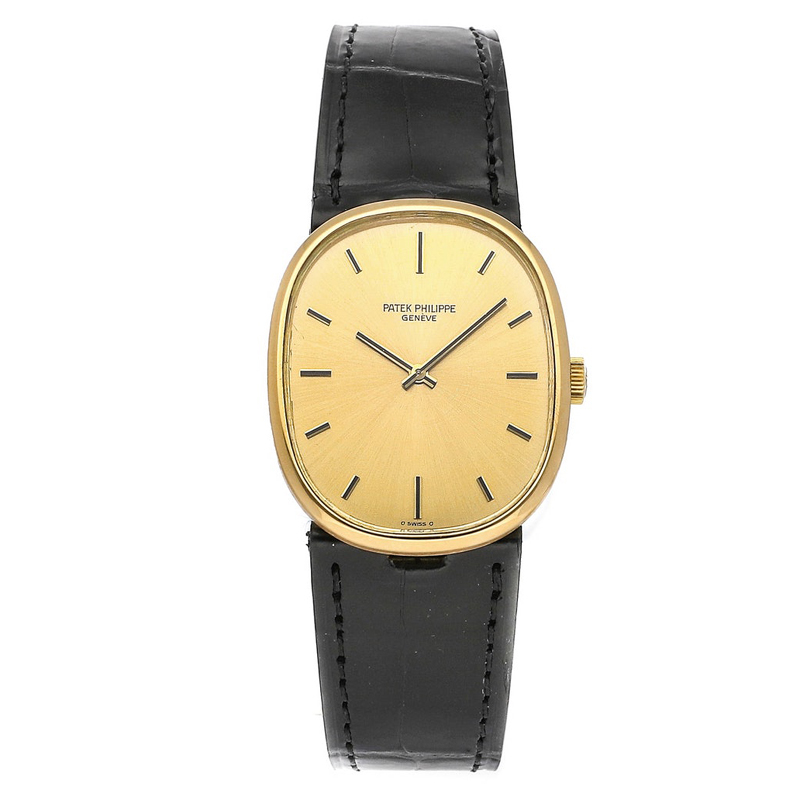 Pre-owned Patek Philippe Champagne 18k Yellow Gold Golden Ellipse 3738/100j Men's Wristwatch 31 Mm
