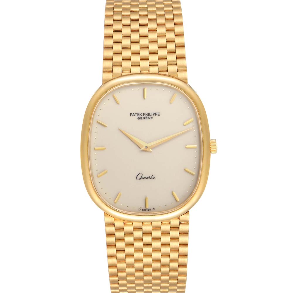 Pre-owned Patek Philippe Ivory 18k Yellow Gold Grand Ellipse 3838 Men's Wristwatch 36 X 31 Mm In White