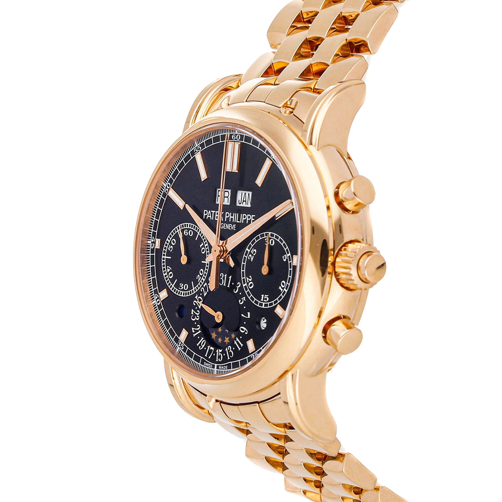 

Patek Philippe Black 18K Rose Gold Grand Complications Split-Seconds Chronograph Perpetual Calendar 5204/1R-001 Men's Wristwatch 40 MM