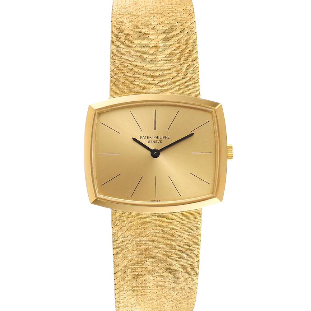 Pre-owned Patek Philippe Champagne 18k Yellow Gold Gondolo Vintage 3528 Men's Wristwatch 26 X 32 Mm