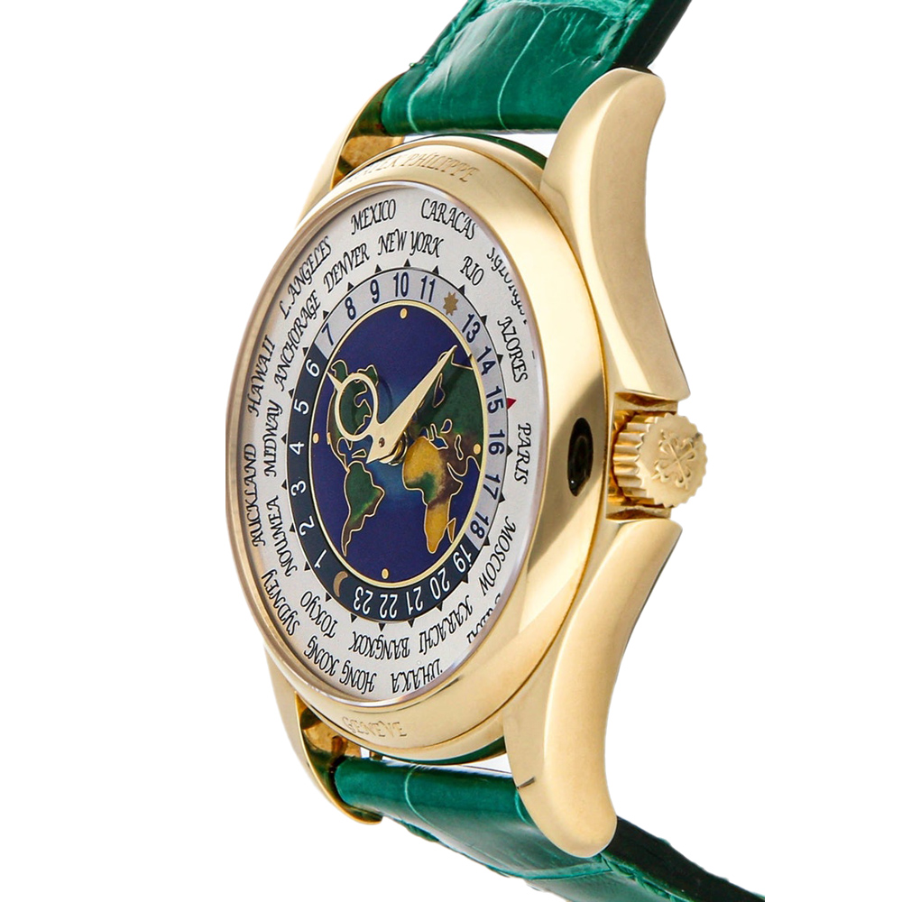 

Patek Philippe Silver 18K Yellow Gold Complications World Time 5131J-001 Men's Wristwatch 39.5 MM
