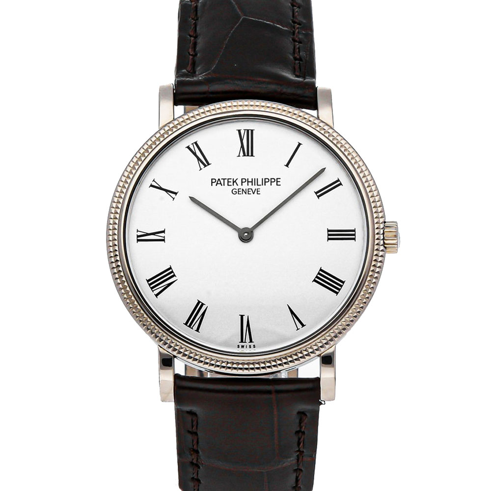 Pre-owned Patek Philippe White 18k White Gold Calatrava 5120g-001 Men's Wristwatch 35 Mm