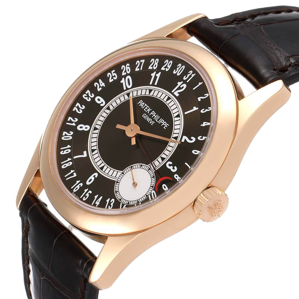 

Patek Philippe Brown 18K Rose Gold Calatrava 6000 Men's Wristwatch 37 MM