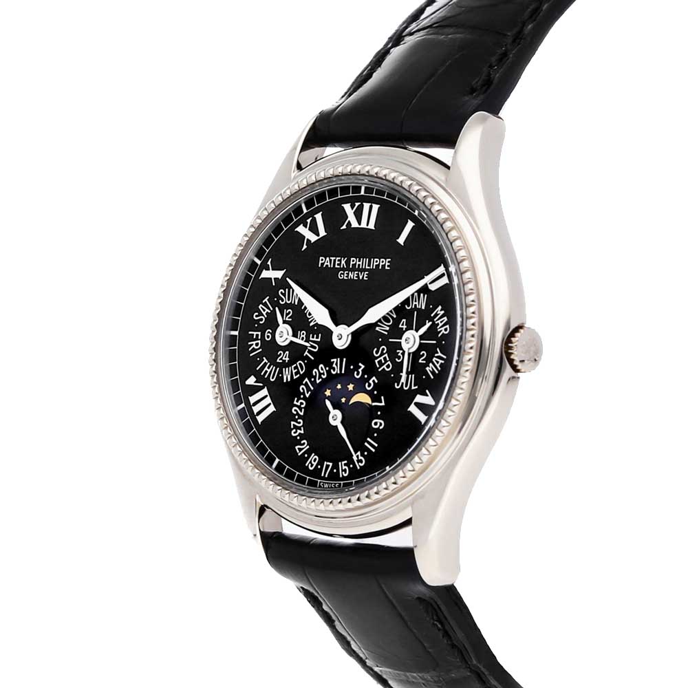 

Patek Philippe Black 18k White Gold Grand Complications Perpetual Calendar 5038G Men's Wristwatch 36 MM