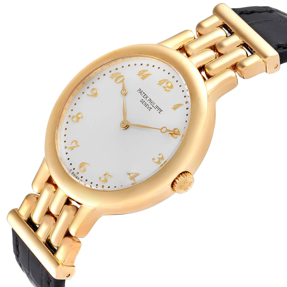 

Patek Philippe Silver 18K Yellow Gold Calatrava 3915 Men's Wristwatch 34 MM
