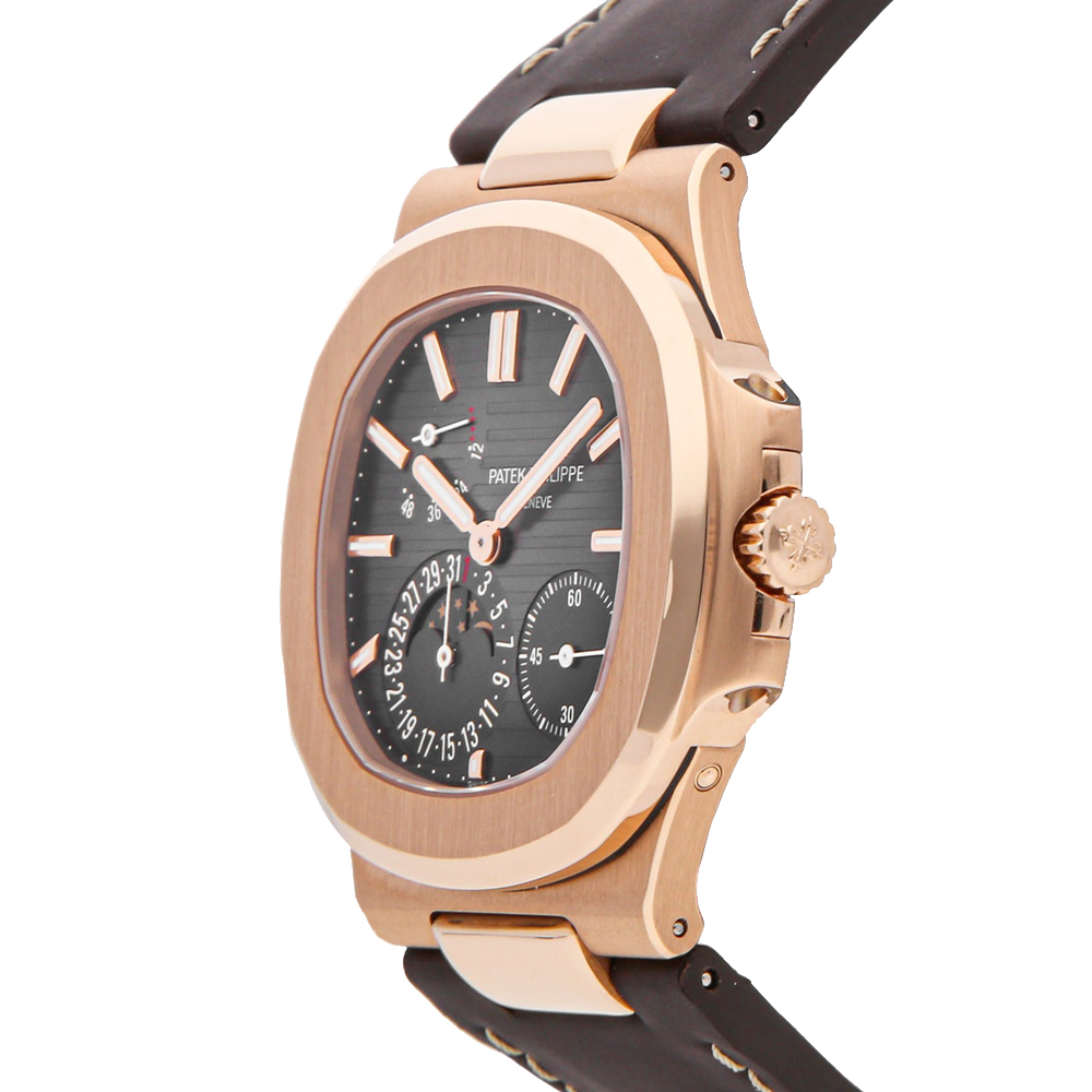 

Patek Philippe Black 18K Rose Gold Nautilus Date Moon Phases 5712R-001 Men's Wristwatch 40 MM