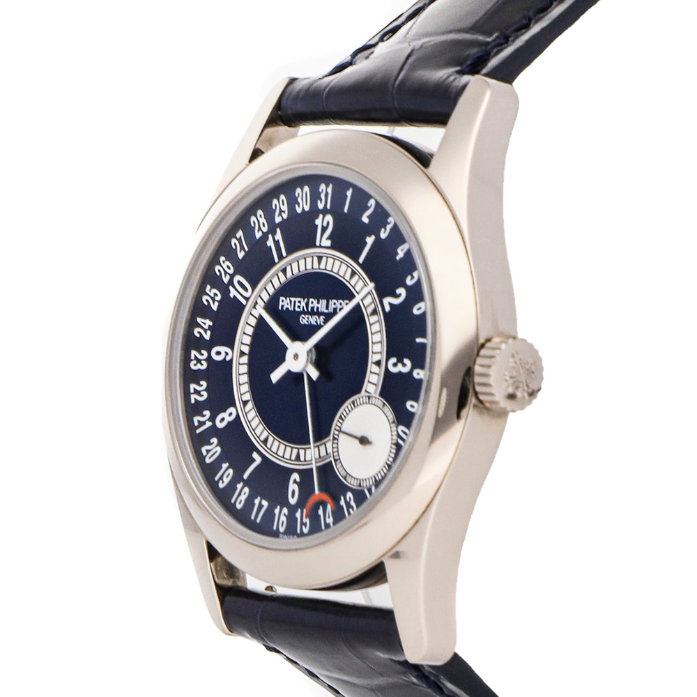 

Patek Philippe Blue 18k White Gold Calatrava 6000G-012 Men's Wristwatch 37 MM