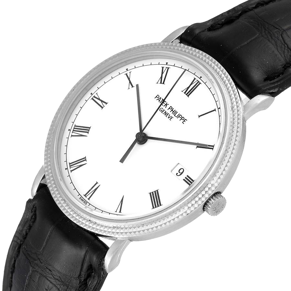 

Patek Philippe White 18K White Gold Calatrava 3944 Men's Wristwatch 33 MM