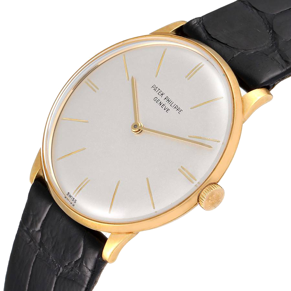 

Patek Philippe Silver 18K Yellow Gold Calatrava Vintage 2573 Men's Wristwatch 33 MM