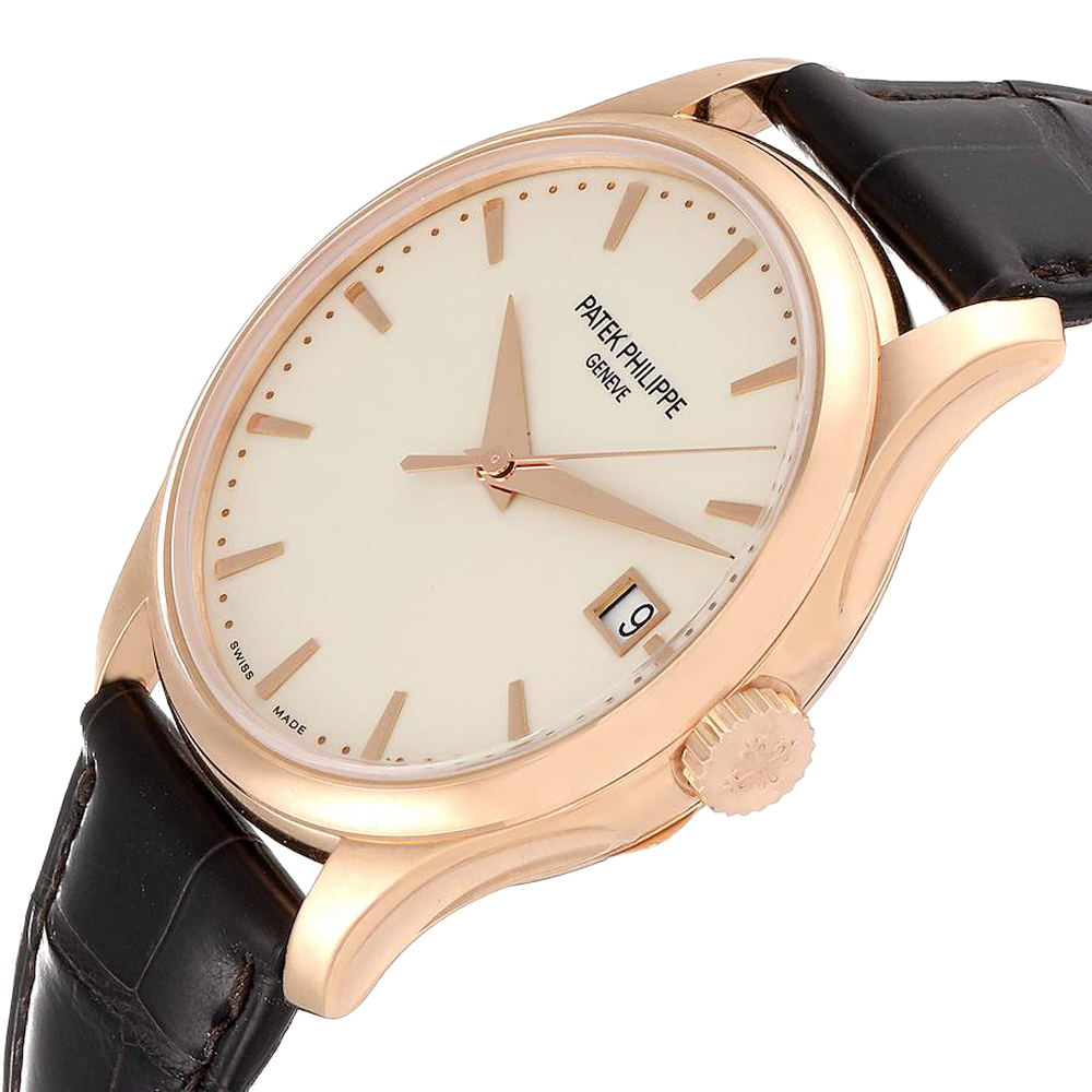 

Patek Philippe Ivory 18k Rose Gold Calatrava Hunter 5227 Men's Wristwatch 38 MM, White