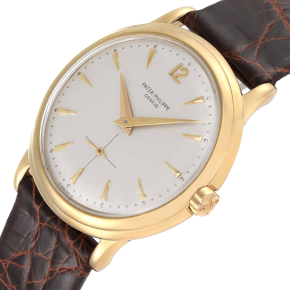 

Patek Philippe Silver 18K Yellow Gold Calatrava Vintage Automatic 2552 Men's Wristwatch 36 MM