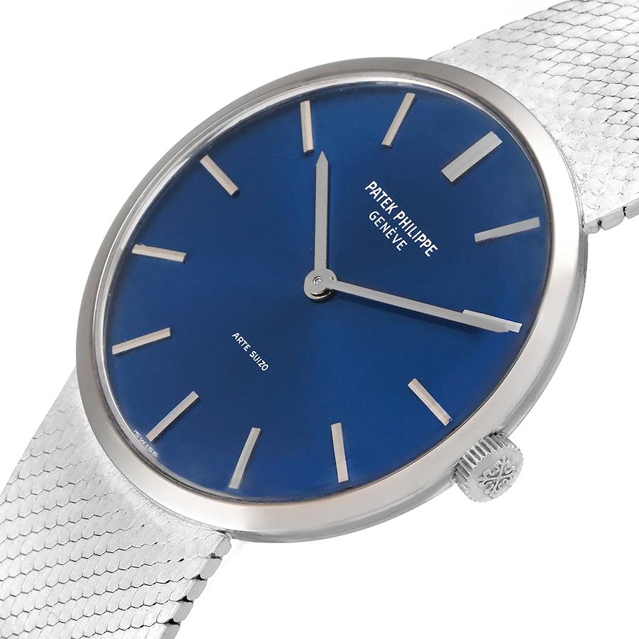 

Patek Philippe Blue 18K White Gold Calatrava Vintage 3468 Men's Wristwatch 33 MM