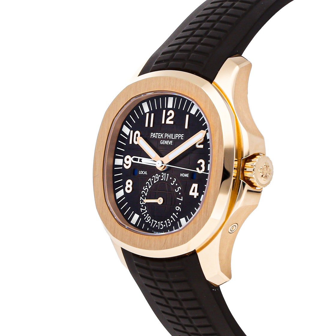 

Patek Philippe Black 18K Rose Gold Aquanaut Travel Time 5164R-001 Men's Wristwatch 40 MM