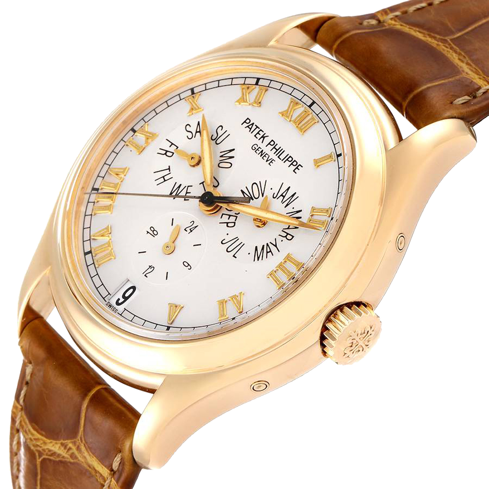 

Patek Philippe Silver 18K Yellow Gold Complicated Annual Calendar 5035 Men's Wristwatch 37 MM