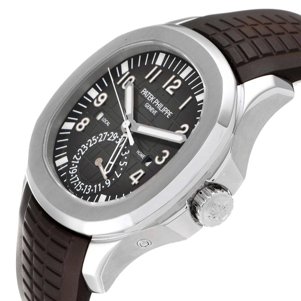 

Patek Philippe Grey Stainless Steel Aquanaut Travel Time 5164 Men's Wristwatch 41 MM