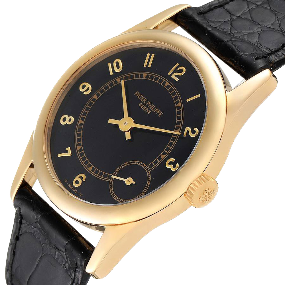 

Patek Philippe Black 18K Yellow Gold Calatrava Automatic 5000 Men's Wristwatch 33 MM