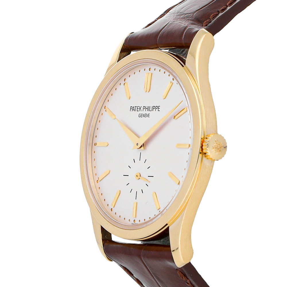 

Patek Philippe Silver 18k Yellow Gold Calatrava 5196J-001 Men's Wristwatch 37 MM