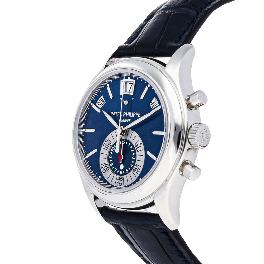 

Patek Philippe Blue Platinum Complications Annual Calendar Chronograph 5960P-015 Men's Wristwatch 40.5 MM
