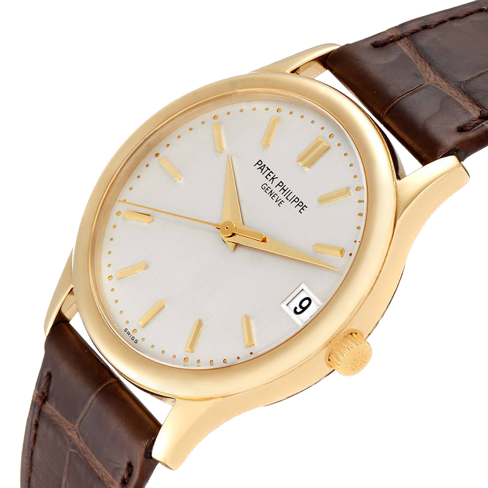 

Patek Philippe Silver 18K Yellow Gold Calatrava Automatic 3998 Men's Wristwatch 35 MM