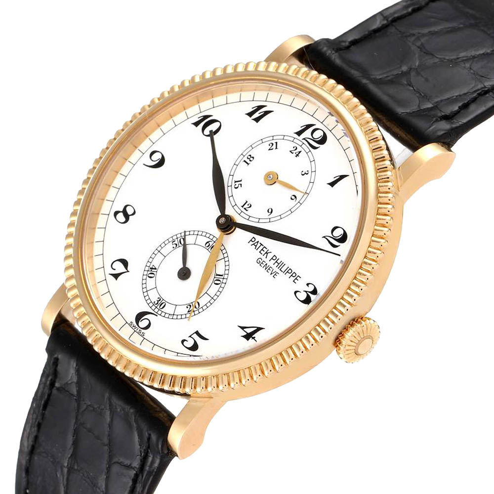 

Patek Philippe White 18K Yellow Gold Calatrava Travel Time 5034 Men's Wristwatch 34 MM