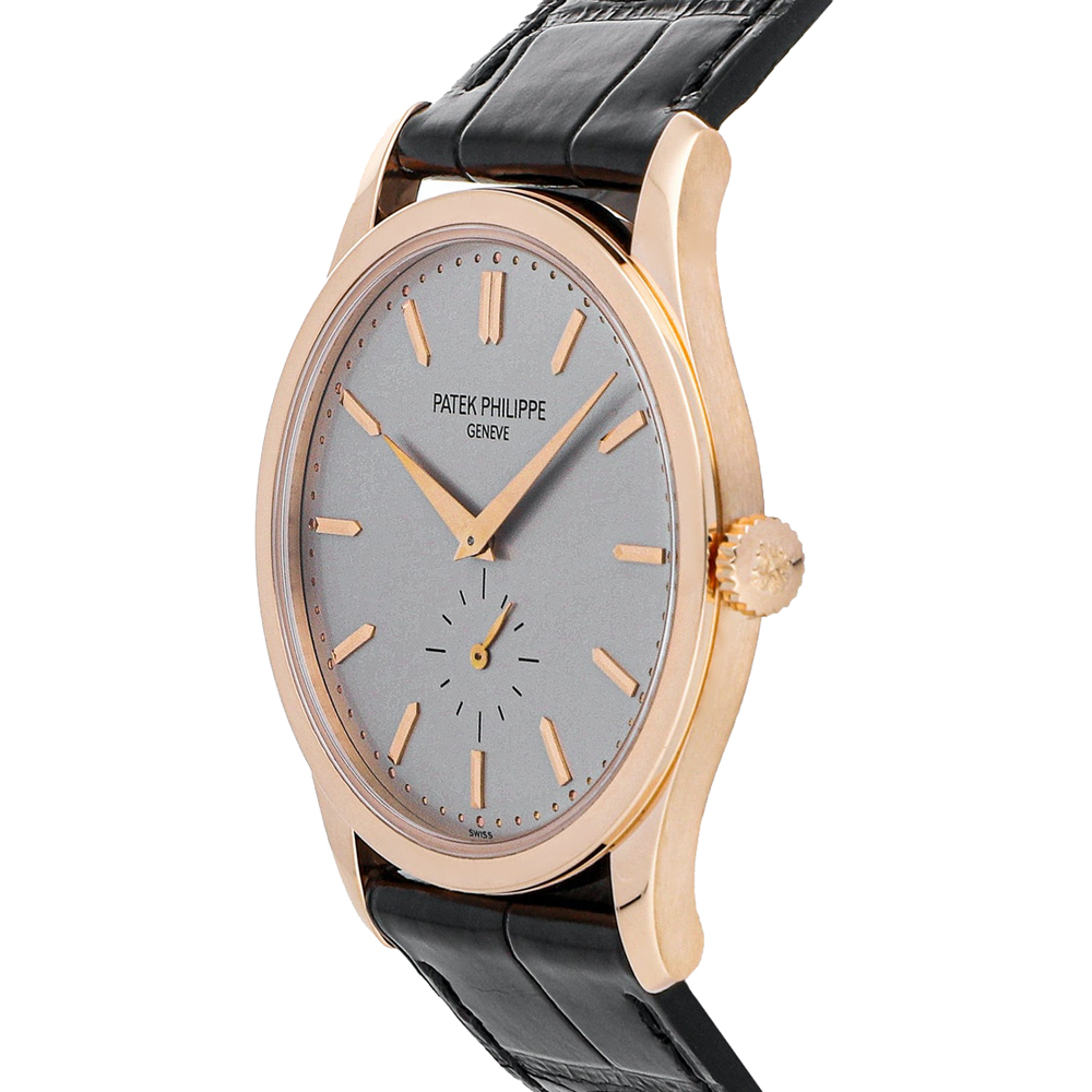 

Patek Philippe Silver 18K Rose Gold Calatrava 5196R-001 Men's Wristwatch 37 MM