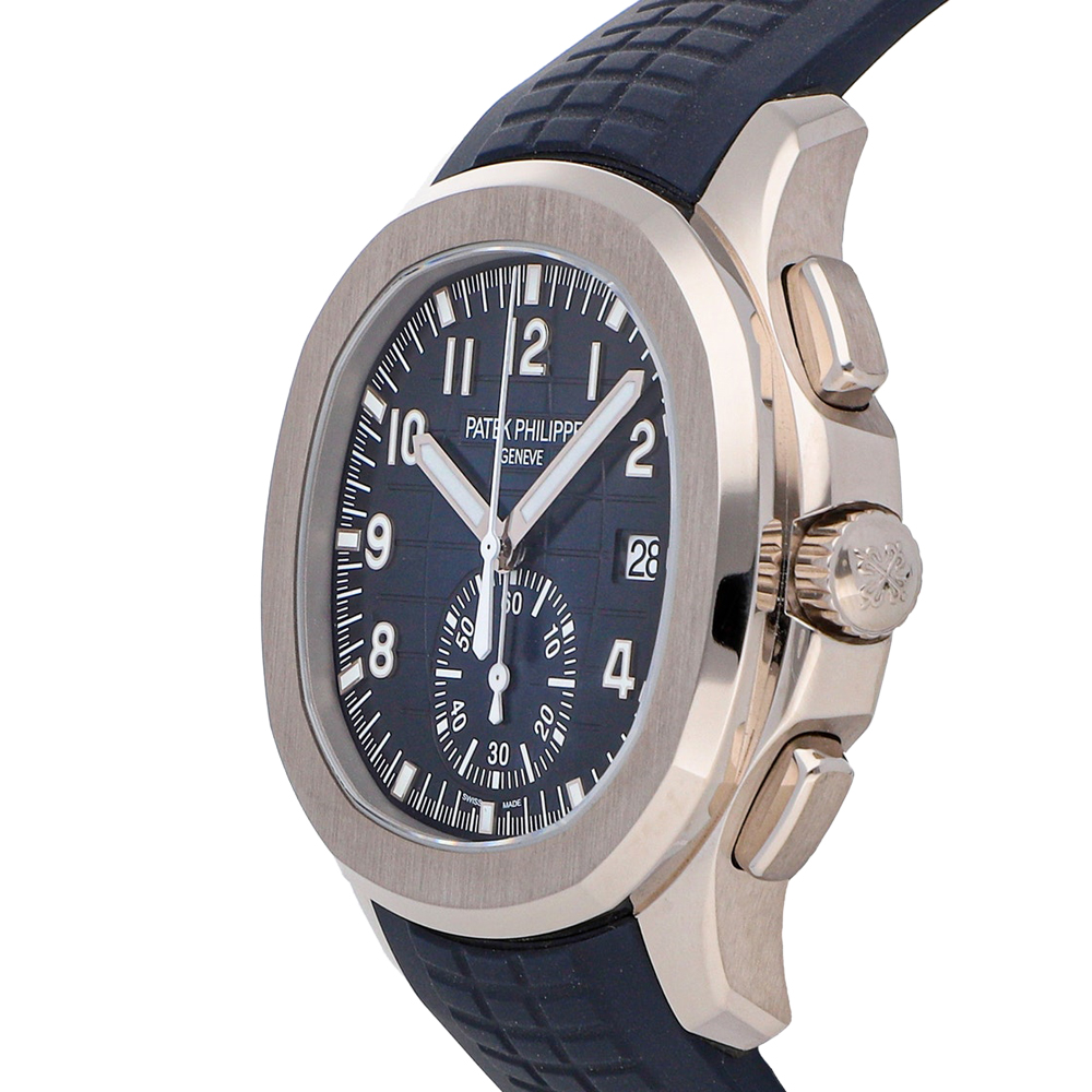 

Patek Philippe Blue 18K White Gold Aquanaut Chronograph 5968G-001 Men's Wristwatch 42 MM