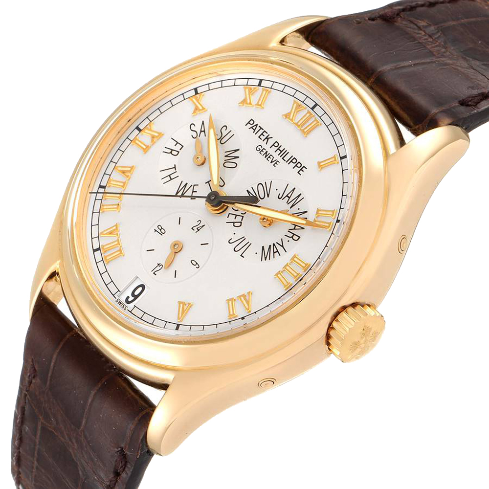 

Patek Philippe Silver 18K Yellow Gold Complicated Annual Calendar 5035 Men's Wristwatch 37 MM