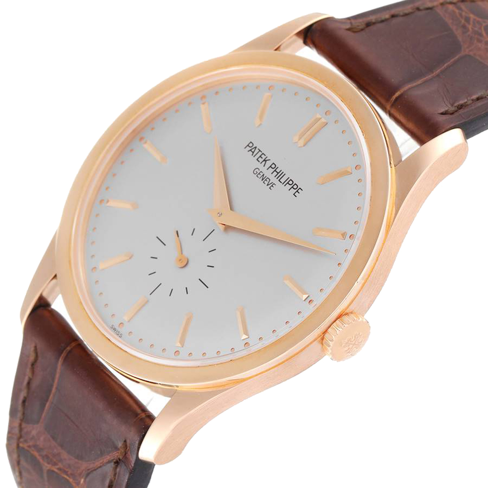 

Patek Philippe Silver 18k Rose Gold Calatrava 5196 Men's Wristwatch 37 MM