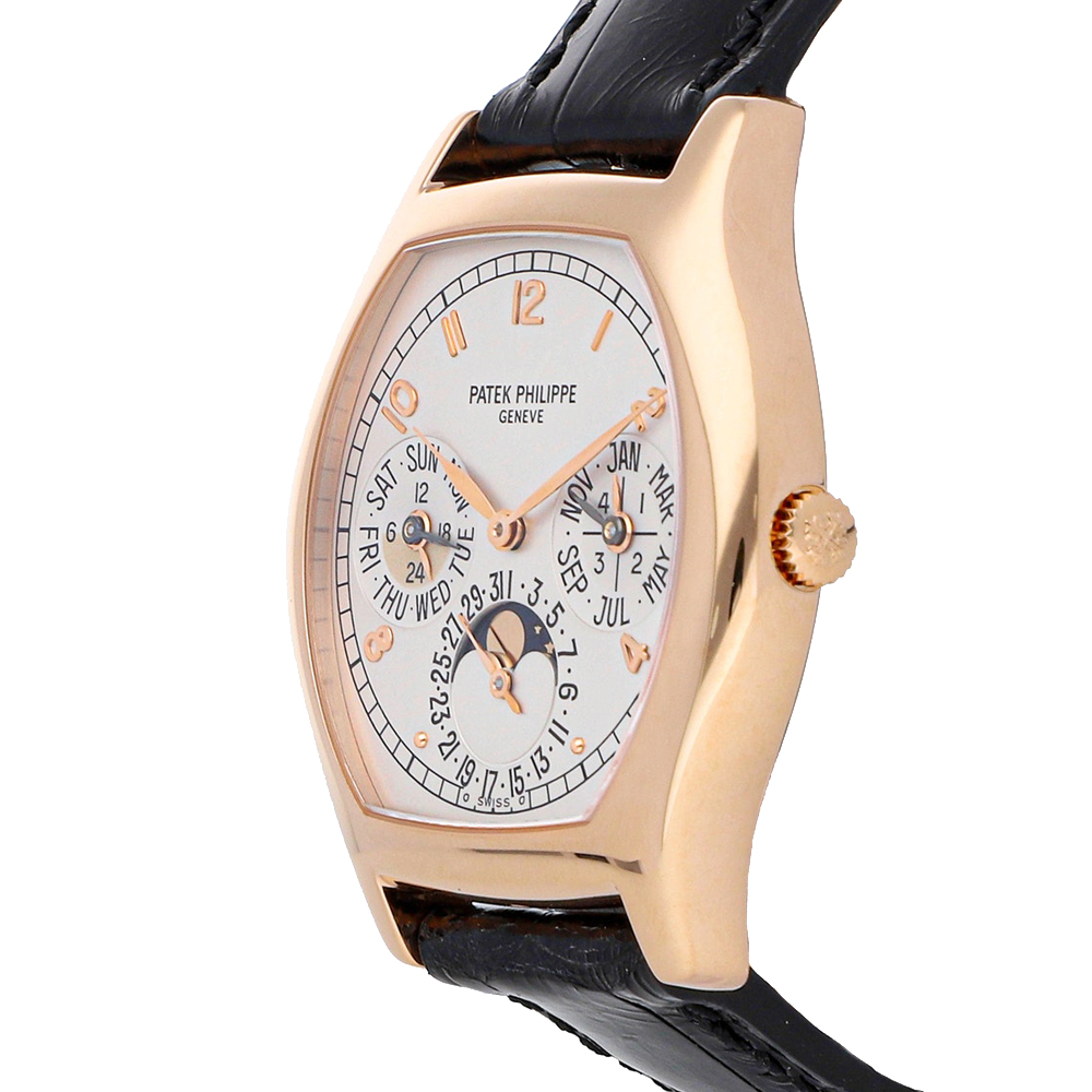 

Patek Philippe Silver 18K Rose Gold Grand Complications Perpetual Calendar 5040R-016 Men's Wristwatch 35 MM