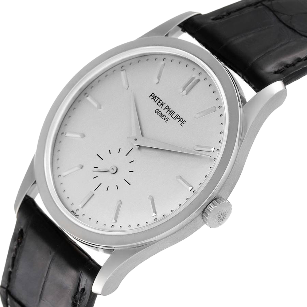 

Patek Philippe Silver 18k White Gold Calatrava 5196 Men's Wristwatch 37 MM