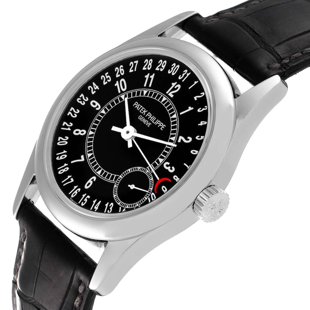 

Patek Philippe Black 18K White Gold Calatrava 6000 Men's Wristwatch 37 MM