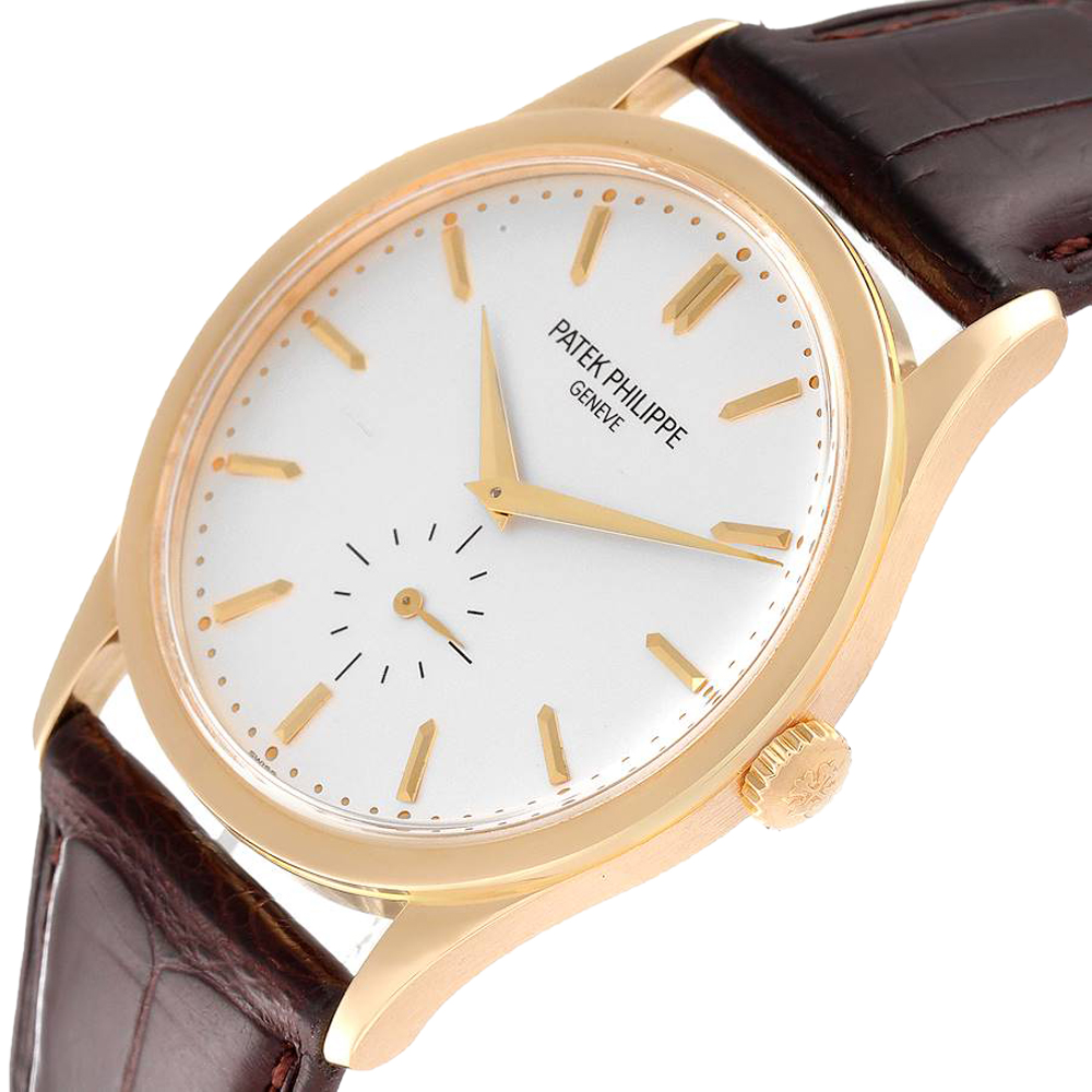 

Patek Philippe Silver 18k Yellow Gold Calatrava 5196 Men's Wristwatch 37 MM